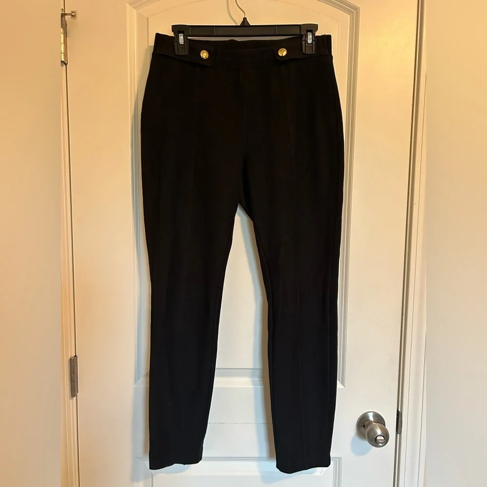 Michael Kors Black skinny leg Trousers with gold buttons